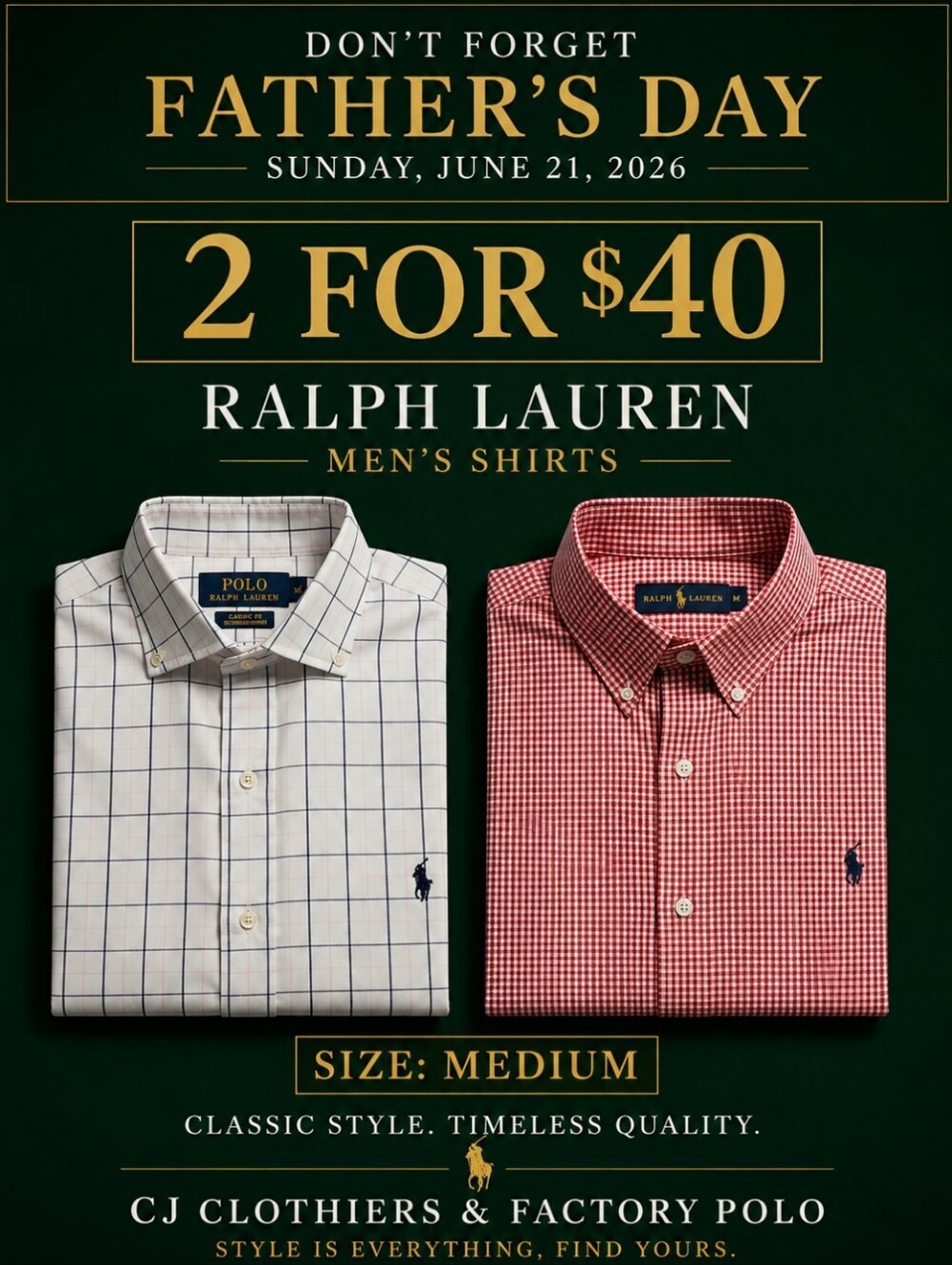 Ralph Lauren Men’s Shirts | Size Medium | 2 for $40 | Father’s Day Special